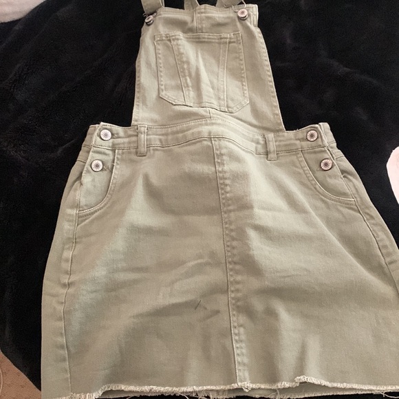Love tree green denim jean skirt overalls medium - Picture 6 of 7